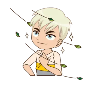 🍂 sticker, cartoon, personage, anime, bladeren, jongen whatsapp sticker