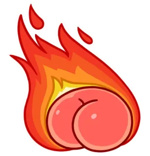 😡 butt, fire, peach, emoji, cartoon, funny telegram sticker