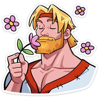 ☺️ man, flower, beard, peace, calm, relax, nature telegram sticker