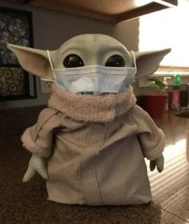 🦎 Baby Yoda Baby Yoda, Grogu, Star Wars, The Mandalorian, mascarilla, COVID-19 telegram sticker