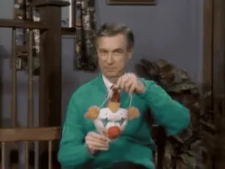 🤡 Mr. Rogers Mister Rogers' Neighborhood Sr. Rogers, apresentador de TV, fantoche, infância, saudável, Mister Rogers' Neighborhood telegram sticker