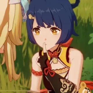 🌟 Xiangling Genshin Impact anime, genshin impact, xiangling, video game, character, finger, silence telegram sticker