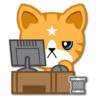 💻 Katze, Computer, Büro, Tier, Aufkleber, Arbeit, Internet whatsapp sticker