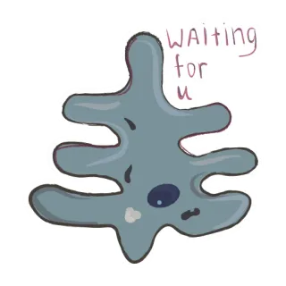 ⌚ Waiting for u Ameba, Esperando, Lindo, Dibujo animado, Mancha, Abstracto, Mensaje whatsapp sticker
