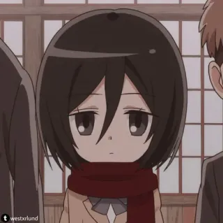 🧣 Mikasa Ackerman Attack on Titan Anime, Cartoon, Manga, L'Attaque des Titans, Mikasa, Personnage telegram sticker
