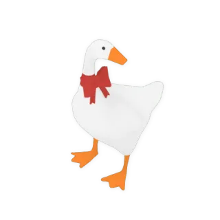 🧣 ガチョウ, アヒル, 動物, リボン, 白 telegram sticker