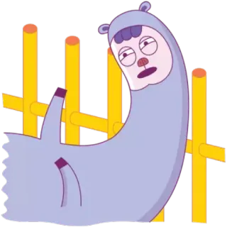 😣 llama, dibujo animado, animal, dormilón, valla, morado, alpaca, ilustración telegram sticker