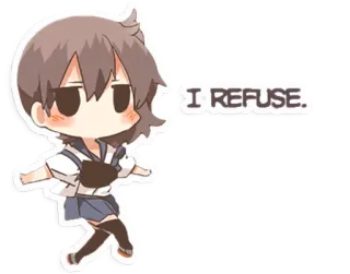 👎 I REFUSE. Anime, Chibi, Từ chối, Thái độ, Phim hoạt hình telegram sticker
