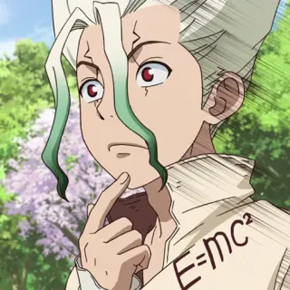 ⛰ E=mc² anime, science, e=mc², character, thinking, cartoon telegram sticker