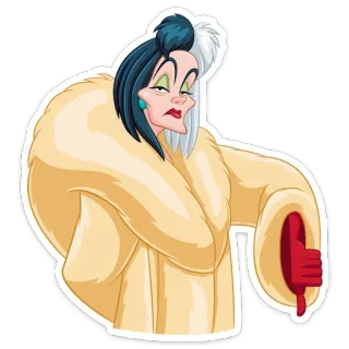 👎 Cruella de Vil 101 Dalmatians Cruella, Disney, Villano, Dibujos animados, Animación, Moda, Malvado whatsapp sticker