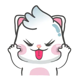 😋 cat, cartoon, offensive gesture, animal, cute, sticker telegram sticker