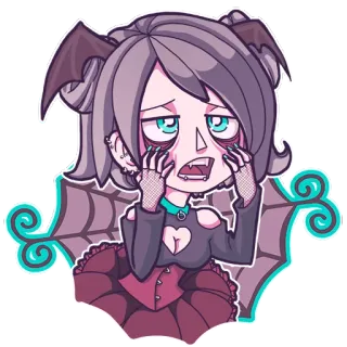 🙄 박쥐, 고딕, 이모, 소름, 할로윈, 스티커, 소녀, 여성, 캐릭터 telegram sticker