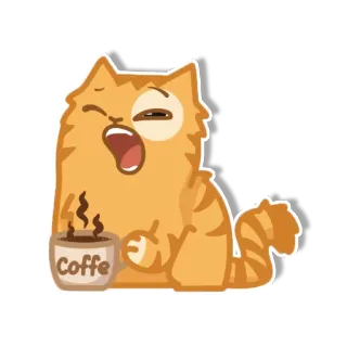 😴 Coffe gato, café, dormilón, cansado, animal, dibujos animados telegram sticker