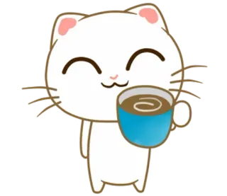 ☕️ cat, coffee, cute, kawaii, beverage, animal, kitten telegram sticker