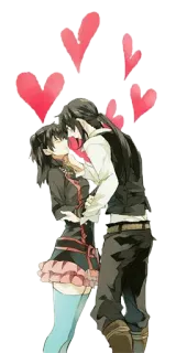 ❤ kiss, love, romance, hearts, anime, couple, cute, affection whatsapp sticker