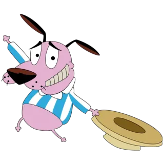 🎩 Courage Courage the Cowardly Dog Dessin animé, Chien, Cymbales, Effrayé, Drôle telegram sticker
