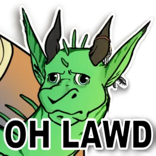 😧 OH LAWD дракон, боже мой, мем, смешно, выражение, мультфильм whatsapp sticker