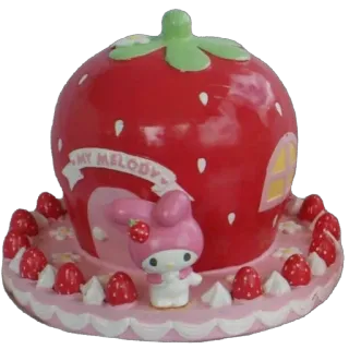 🫥 My Melody My Melody, strawberry, kawaii, sanrio, cute, house telegram sticker