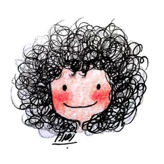 🙂 mignon, dessin animé, croquis, cheveux bouclés, simple, visage telegram sticker