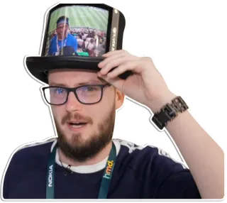 🎩 NOKIA Mann, Hut, Person, Brille, Lächeln, HMD, Nokia whatsapp sticker