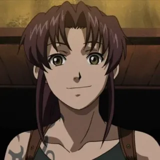 🙂 Revy Black Lagoon Anime, Mädchen, Frau, Waffe, Tattoo, Charakter whatsapp sticker