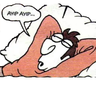😒 AYIP AYIP... 만화, 양, 자는, 터키어, 말풍선 telegram sticker