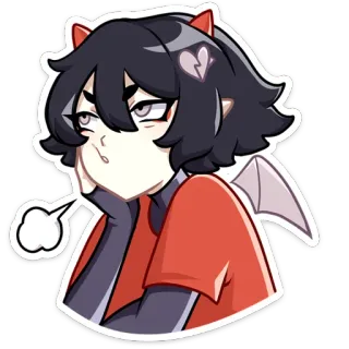 ☹️ diable, démon, anime, dessin animé, autocollant, mignon, ailes, cornes telegram sticker