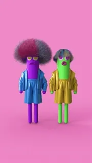 💃 personaggi, fantasy, colorato, stile retrò, afro, moda telegram sticker