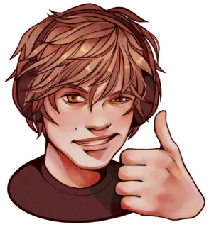 👍 Jempol, Senyum, Kartun, Anak laki-laki, Senang telegram sticker