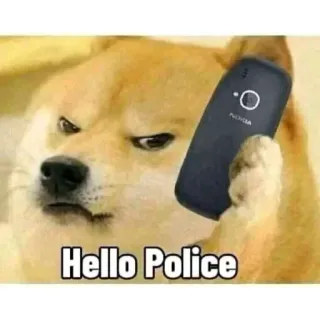 🤔 Hello Police doge, chó, meme, cảnh sát, điện thoại, động vật, hài hước telegram sticker
