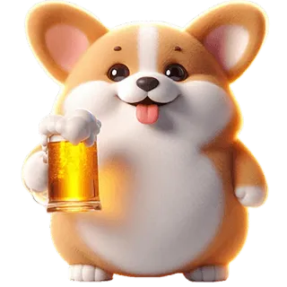 🍺 corgi, cachorro, cerveja, bebida, fofo, feliz, desenho animado telegram sticker