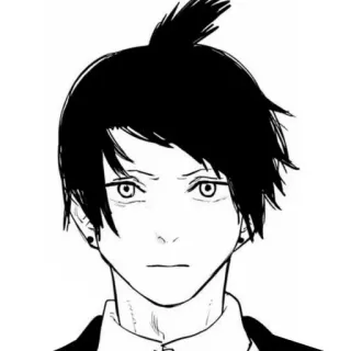 😐 Aki Hayakawa Chainsaw Man 动漫, 漫画, 肖像, 黑白, 早川秋, 链锯人 whatsapp sticker
