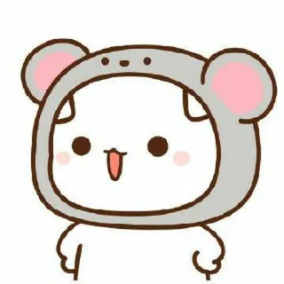 🍓 imut, binatang, kartun, stiker, putih, telinga whatsapp sticker