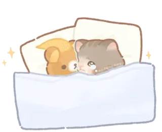 🐾 漫画, クマ, 猫, ベッド, 睡眠, 可愛い, かわいい, アニメ telegram sticker