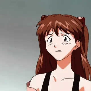 😟 Asuka Langley Soryu Neon Genesis Evangelion anime, sad, expression, character, Asuka, Evangelion telegram sticker