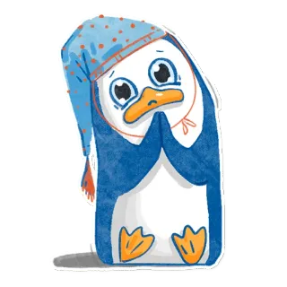 🥺 pinguino, triste, carino, animale, cartone animato, personaggio, pigiama, piangendo telegram sticker