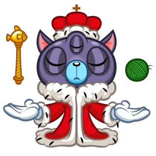 👑 mèo, vương miện, vua, hoàng gia, thiền, sợi, quyền trượng telegram sticker