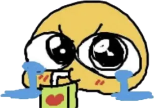 🧃 emoji, crying, sad, feeling, expression, digital art, sticker telegram sticker
