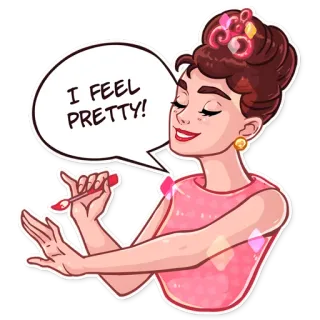 💅 I FEEL PRETTY! bonita, beleza, mulher, sentimento, feliz whatsapp sticker