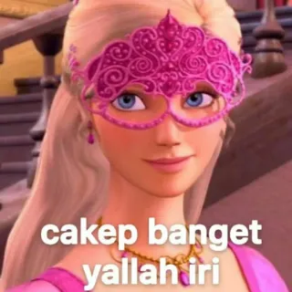 😆 cakep banget yallah iri Barbie, Masker, Merah Muda, Wanita, Kartun telegram sticker
