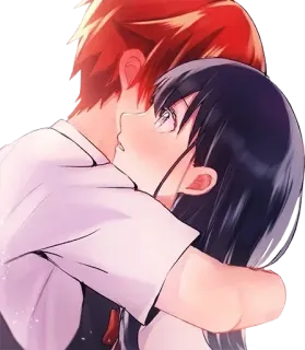 🤗 anime, hug, romance, couple, love, cartoon, relationship telegram sticker