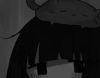 ⬛ 动漫, 猫, 黑暗, 黑白, 女孩 telegram sticker