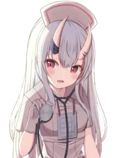 😍 Anime, Infirmière, Cornes, Stéthoscope, Mignon, Fille telegram sticker