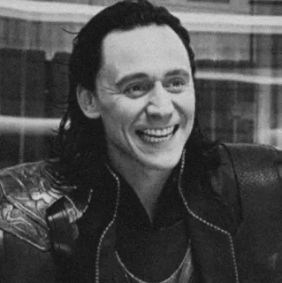 🖤 Loki Loki, Tom Hiddleston, Marvel, souriant, méchant, personnage telegram sticker