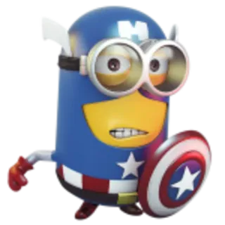 🤳 Captain America Minion, Captain America, Superhero, Marvel, Kartun telegram sticker