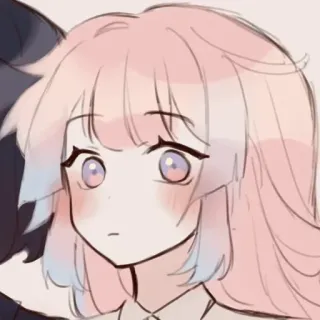 😒 anime, cartone animato, personaggio, capelli rosa, carino, ritratto telegram sticker