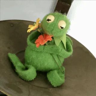 🐸 Kermit frog, muppet, kermit the frog, puppet, cute, flowers telegram sticker