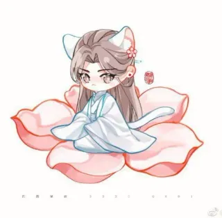 😾 动漫, Q版, 卡哇伊, 猫耳, 花, 卡通 whatsapp sticker