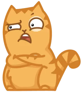 😧 cat, orange, cartoon, angry, grumpy, funny telegram sticker