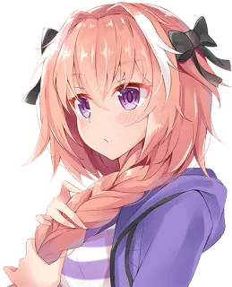 😶 anime, cabelo rosa, olhos roxos, fofo, ilustração telegram sticker